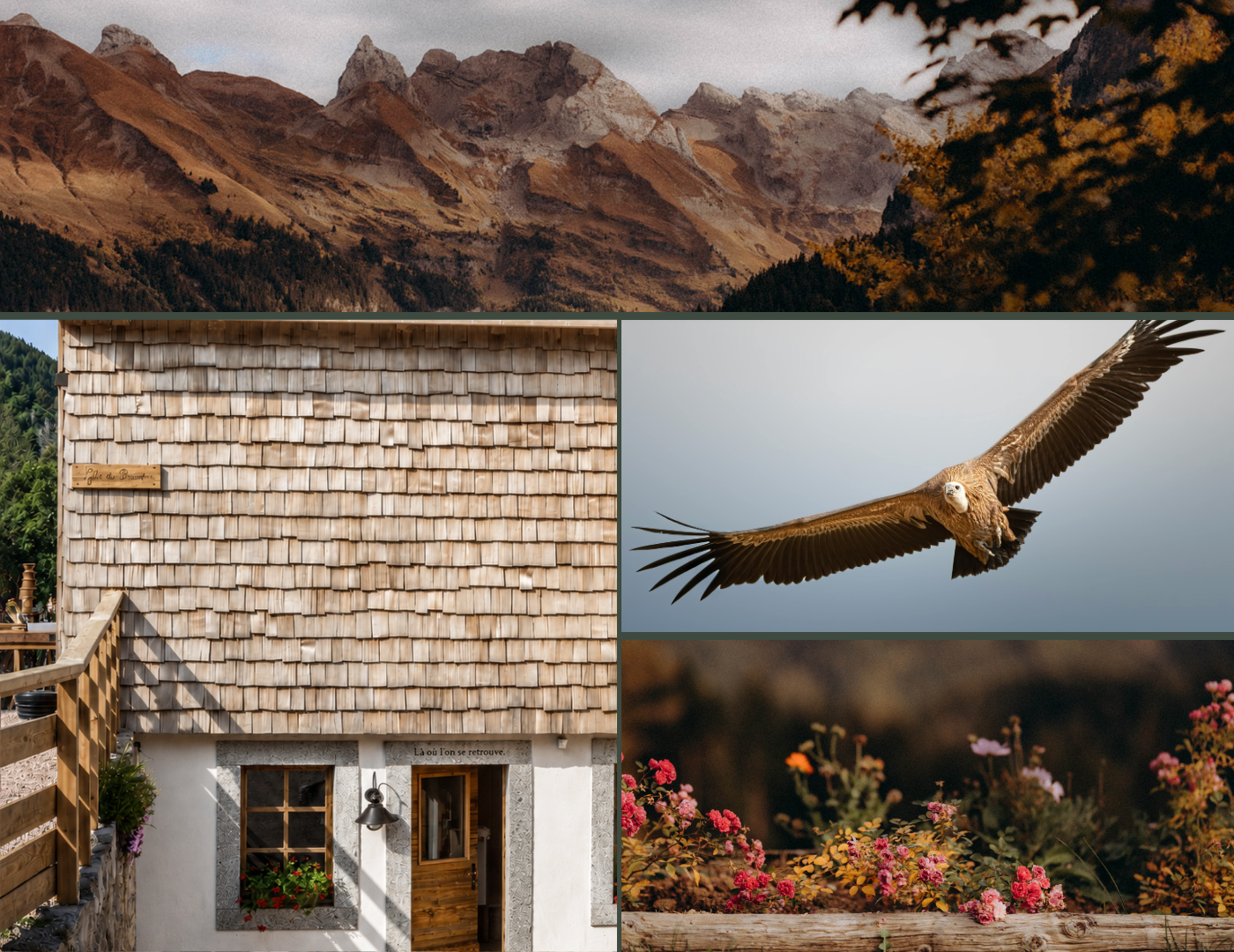 Environnement alpin du Gîte du Passant au Reposoir, face à la chaîne des Aravis en Haute-Savoie