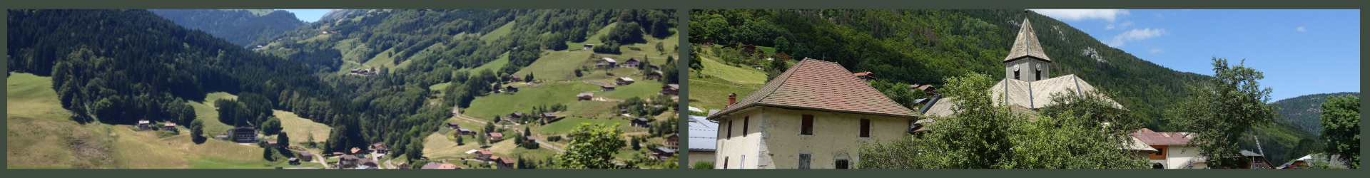 Village du Reposoir en Haute-Savoie, son église et son environnement montagnard au cœur des Alpes