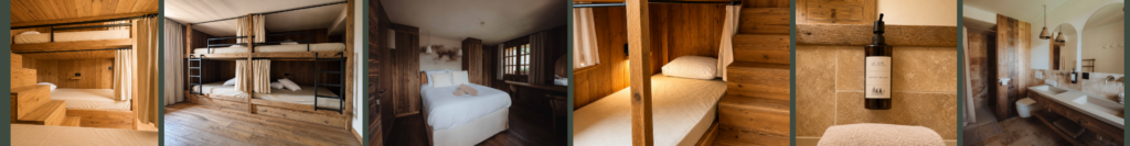 Chambres et hébergements du Gîte du Passant au Reposoir en Haute-Savoie, avec lits doubles, lits superposés et salles de bain